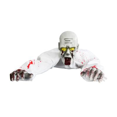 China Eco-friendly Halloween Party Props Electric Halloween Crawling Zombie Voice Control Wall Mounting Ghost for sale