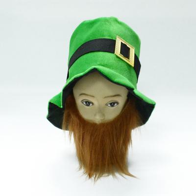 China High Quality Party Decoration New Arrival Pleuche Hat With Green Top Hat Tall Beard Irish Hat For St Patrick's Day for sale