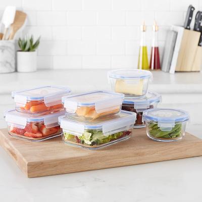 China Sustainable Glass Meal Prep Containers Airtight Glass Bento Boxes Glass Food Storage Containers with Lids for sale