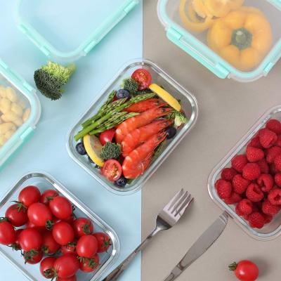 China Sustainable Airtight Glass Bento Boxes Glass Food Storage Containers with Lids, Glass Meal Prep Containers for sale