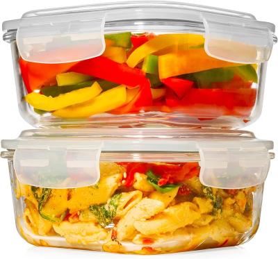 China Sustainable Glass Food Storage Containers with Lids, Glass Meal Prep Containers, Airtight Glass Bento Boxes for sale