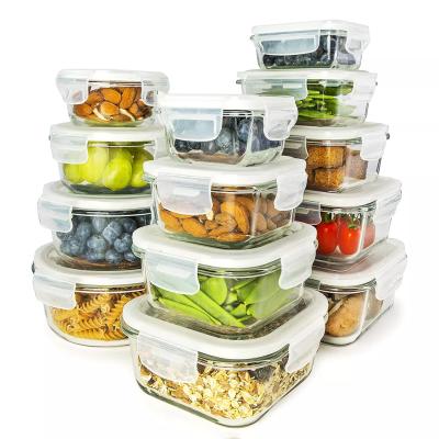 China Sustainable Airtight glass food container 2022 High borosilicate heat resistant glass storage food container for sale