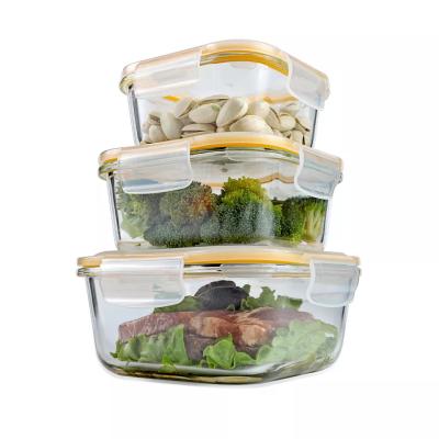 China Sustainable Glass food containers wholesale 2022 High borosilicate heat resistant glass storage food container for sale