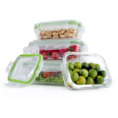 China Sustainable Glass storage containers with lids 2022 High borosilicate heat resistant glass storage food container for sale