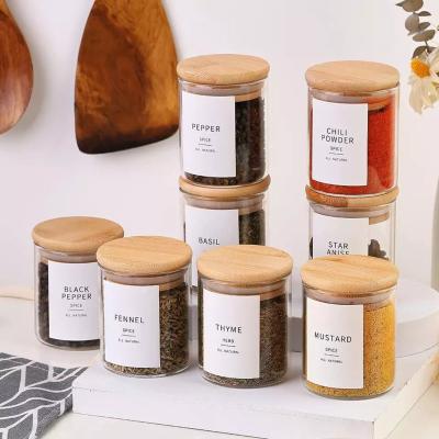 China Sustainable Wholesale 250ml 500ml Spice Candy Coffee Food Storage Containers Bamboo Seal Lid Bottle for sale