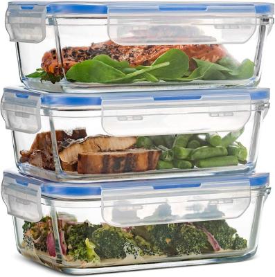 China Sustainable 10 Pack Glass Meal Prep Containers with Lids, Airtight Glass Lunch Bento Boxes for sale