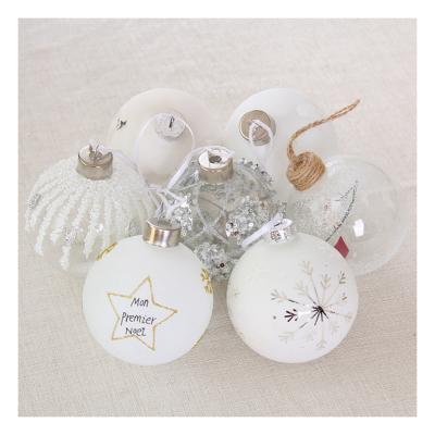 China Hard Support Customization Round Shape Decoration Supplies White Glass Christmas Balls for sale