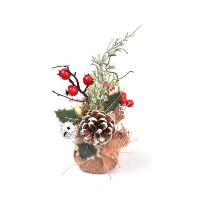 China Mini Christmas Tree Ornaments Christmas Flowers Table Decoration Artificial PET Decoration for sale