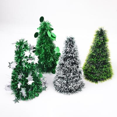 China PVC Family Christmas Tree Decoration Ornaments Small Christmas Led Tinsel Tree for sale