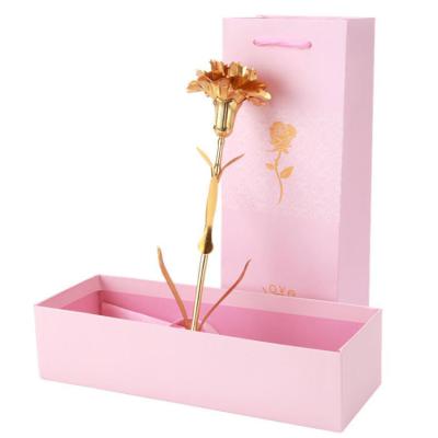 China Multi Color Gold Foil Valentine's Day Gifts 24k Gold Foil Carnation Flowers Valentine Day Gifts Boxes for sale