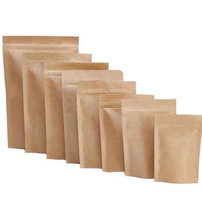 China Recyclable Sealable Natural Kraft Paper Kraft Paper For Food Tea Printing Custom Packaging Bags for sale