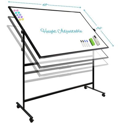 China Height Adjustable + Reversible Dispenser 360 Adjustable Reversible Double Sided Magnetic White Board With Black Frame Holders For School Classrooms for sale