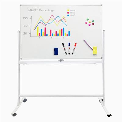 China Whiteboard Easel Vcw Size 120x90cm Whiteboard Aluminum Alloy Frame Custom Foldable Movable Side Double Stand With Stand for sale