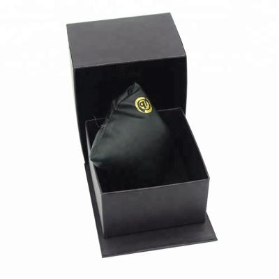 China Recyclable Custom Black Branded Lluxury Watch Boxes With Small Pillow Insert Jewelry Gift Box for sale