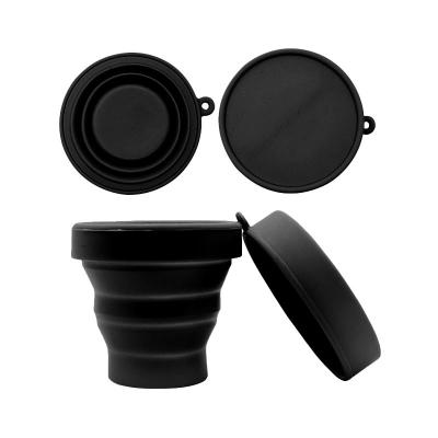 China Reusable Menstrual Black Collapsible Collapsible Silicone Sterilizer Cup Folding Cup for sale