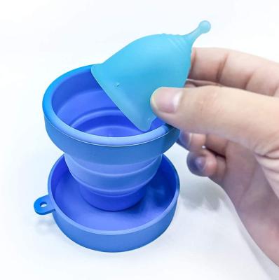 China Reusable Collapsible Silicone Logo Menstrual Cup Sterilizer Cup Custom Made Heat Resistance Food Grade for sale