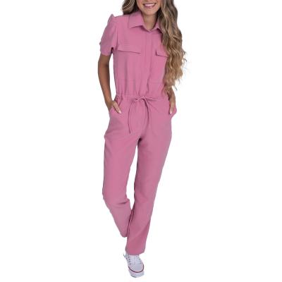 China Comfortable High Quality Short Stretch Rompers Womens Nursing Overalls Sleeve Overalls Scrubs for sale