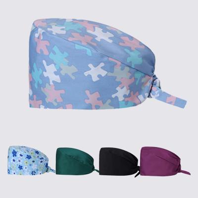 China Comfortable Custom Cotton Black Washable Surgical 100% Bouffant Head Covers Hat For Wholesale for sale