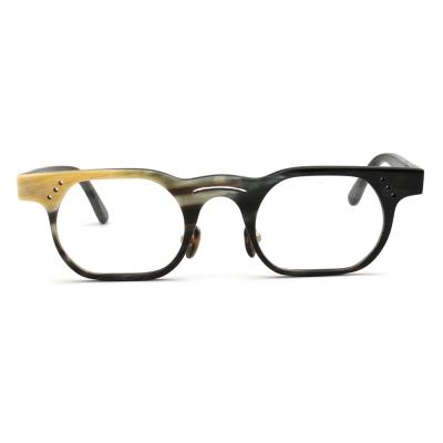 China Optical Frames Or Styling Retro Stylish Hand 321 Style Buffalo Horn Fashion Rivet Square Real Eyeglasses Frame for sale