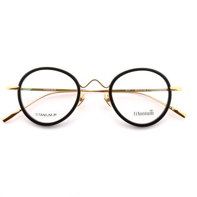 China For Reading China Made High Quality Round Frame Black Gold Ultralight Titanium Optical Frame For Decoration for sale