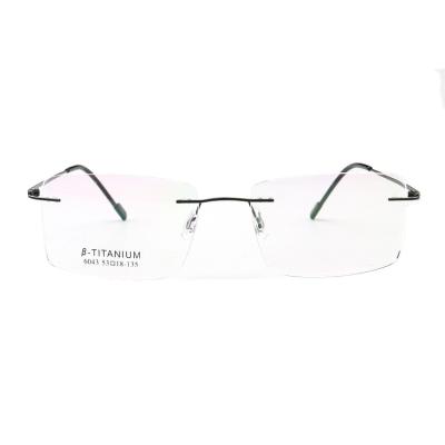 China Metal Rimless Square Shape Lens Glasses Frame Ready Optical Frame Factory Goods 6043 for sale