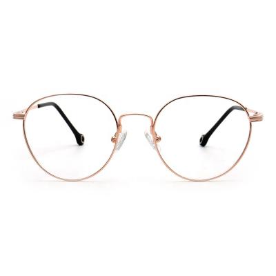 China New Arrival K772 Memory Full Metal Temple Bendable Oval Glasses Optical Frames And Bridge Frames for sale