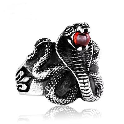 China FASHIONABLE Vintage Distressed Jewelry Punk Snake Shaped Adjustable Ring Cobra Opening Ring Sliver Snake Ring for sale