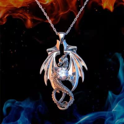 China Men's and women's durable punk dragon faux stone luminous necklace European and American personality carved Dragon Pendant Necklace for sale