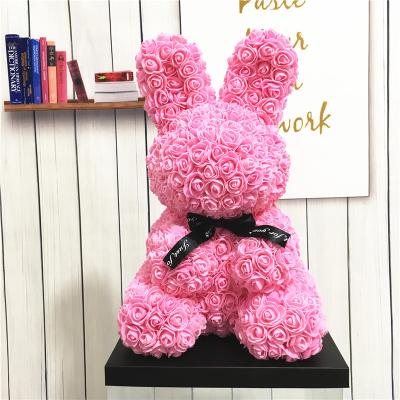 China New Creative Rose Bear Valentine's Day Soap Flower Artificial Flower Preservation Bear Hug A353434 for sale