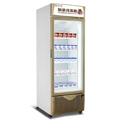 China Single-temperature supermarket upright ice cream freezer, deep glass door display ice cream refrigerator and freezer dessert display cooler for sale