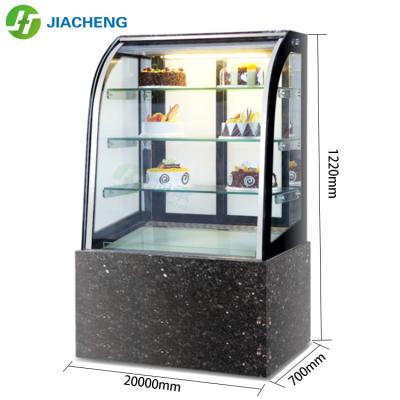 China Single-temperature Jiacheng Air Cooled Cake Bread Dessert Display Showcase Freezer Refrigerator Cooler, Curve Glass for sale