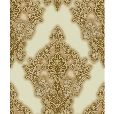 China Waterproof+ECO-Friendly 3d embossed damask pvc vinyl wallpaper home life hotel romm decoration china manufacturer for sale