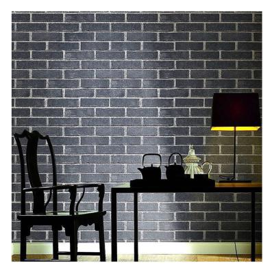 China Moistureprooof Navy Color 3d Brick Vinyl PVC Wallpaper Waterproof Wallcovering Home Decoration for sale