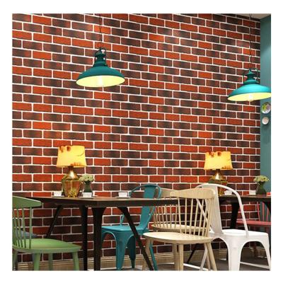 China Moistureprooof 3d red brick pvc vinyl wallpapers commercial hotel decoration wallcovering factory for sale