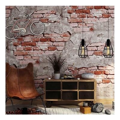 China Red and brown Moistureprooof vinyl 3d supply waterproof high quality pattern stone brick home decoration wallpaper from China factory directly for sale