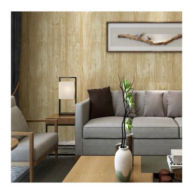 China Moistureprooof waterproof eco-friendly commerical wooden living room 3d wood pvc wallpaper decorative wallcovering for sale