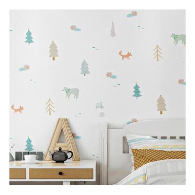 China Moistureproof Pine Bear Kids Vinyl PVC Bedroom Wallpaper Cartoon Design Cute Waterproof Decoration for sale