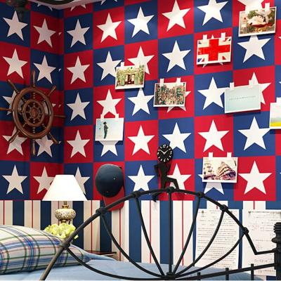 China CLASSIC Navy and Red Star Design Vinyl Home Wallpaper Kids Room Decoration for sale