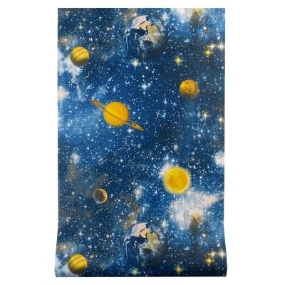 China Moistureproof Kids Room Star Earth Design Vinyl Wallpaper PVC Waterproof Wallcovering for sale