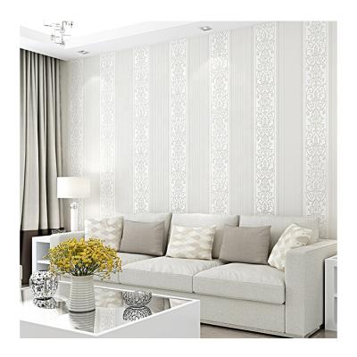 China ECO-Friendly+Easy wallcocating installation high quality white non woven damask wallpapers for sale