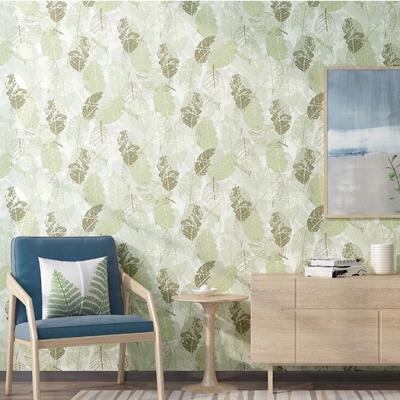 China Modern Hot Selling Green Leaves Nonwoven Wallpaper For Bedroom Walls Decorative Paper Wallpaper for sale