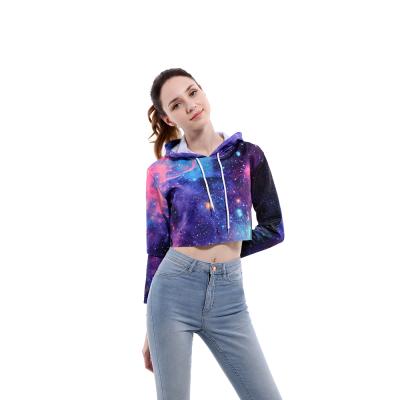 China high quality Anti-wrinkle polyester 3d pullover custom all over print women crop top hoodie ladies croptop hoodies for sale