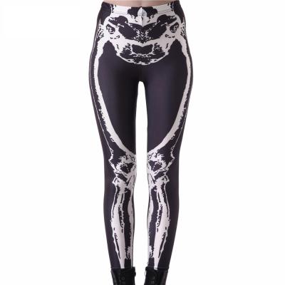 China Breathable Printed Leggings For Women Skeleton Pattern Stretch Tights Pants Girls Workout Sporty Leggings for sale