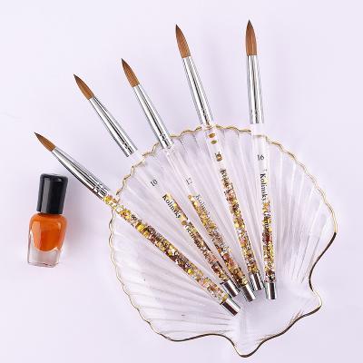 China High Quality Custom Nail Logo Size 2#-24# Gold Copper Coins Germany Nail Brush 100% Pure Hair Acrylic Nail Art Brush Kolinsky for sale