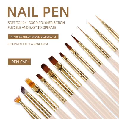 China Professional Nail Brush Premium Quality Nail Painting Brush Tools Japanese Style Acrylic Nylon Hair Line Thin Nail Art Brush For Line for sale