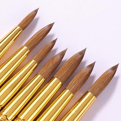 China New NAIL Wood Handle Manicure Powder Rubloff Koliniski Nail Brush Pen Set Golden for sale