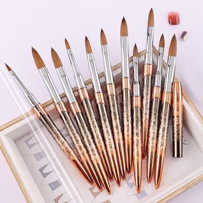 China 2022 NAIL Kolinsky Nail Brush 100% Pure Aluminum Handle Custom Logo Acrylic Nail Brush for sale