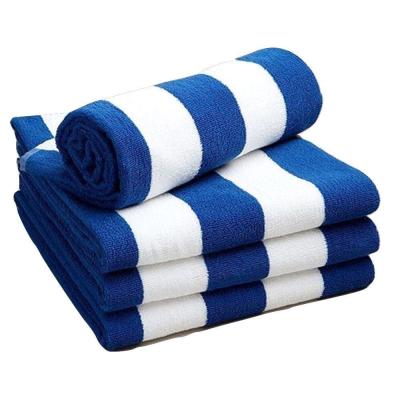 China QUICK DRY 100% Cotton Blue And White Stripe Pool Towels for sale