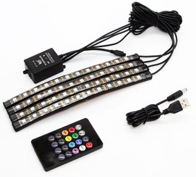 China 12LED Car Atmosphere Voice Control USB Interior Decorative Light Colorful Cigarette Lighter 12LED Foot Music Light Accord Crosstour for sale