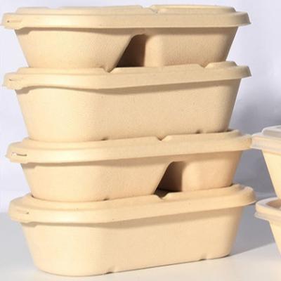 China Custom Biodegradable Kraft Paper Biodegradable Disposable Lunch Box Packaging Containers Recycle Food for sale